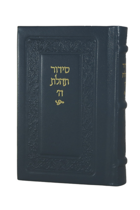 Siddur Annotated Hebrew Leather Metallic-Blue 4 x 6